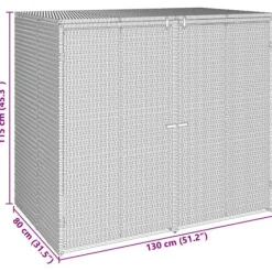 Clearance VIDAXL Utomhus soptunna - - Grå - UV-beständig polyeten - 130x80x115 cm - Rattanh design