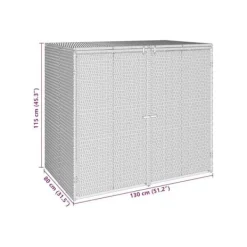 Clearance VIDAXL Utomhus soptunna - - Grå - UV-beständig polyeten - 130x80x115 cm - Rattanh design