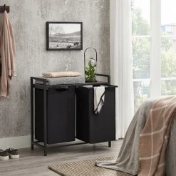 New Pavil Vasagle tvätthämma, tvätthamper, 2 enkla utdragbara och avtagbara, brun och svart