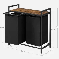 New Pavil Vasagle tvätthämma, tvätthamper, 2 enkla utdragbara och avtagbara, brun och svart