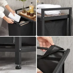 New Pavil Vasagle tvätthämma, tvätthamper, 2 enkla utdragbara och avtagbara, brun och svart