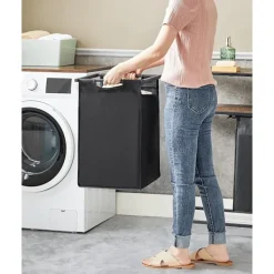 New Pavil Vasagle tvätthämma, tvätthamper, 2 enkla utdragbara och avtagbara, brun och svart