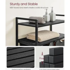 Hot Pavil Vasagle tvättkorg 2-fack, tvätthamare med 2 hyllor, per påse 46 liter, svartgrön