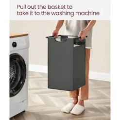 Hot Pavil Vasagle tvättkorg 2-fack, tvätthamare med 2 hyllor, per påse 46 liter, svartgrön