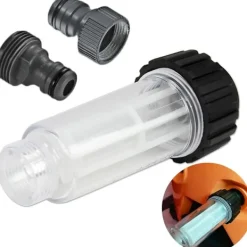 Online Vattenfilter för högtryckstvätt 3/4" anslutning med 2 plugganslutningar Antisandfilter för vattenpump Kompatibel med Kärcher K2-K7 för Ga