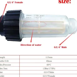 Online Vattenfilter för högtryckstvätt 3/4" anslutning med 2 plugganslutningar Antisandfilter för vattenpump Kompatibel med Kärcher K2-K7 för Ga