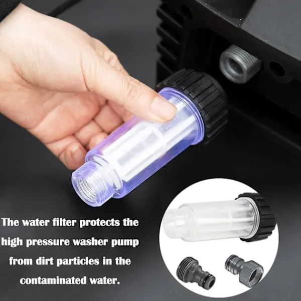 Online Vattenfilter för högtryckstvätt 3/4" anslutning med 2 plugganslutningar Antisandfilter för vattenpump Kompatibel med Kärcher K2-K7 för Ga