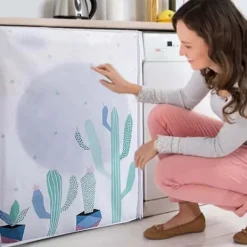 Hot Vattentätt skydd, PEVA dammtätt skydd lämpligt för tvättmaskiner och torktumlare (60*56*83cm, kaktus)_tfrf