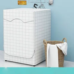 Vattentätt tvättmaskinskydd, tvättmaskinskydd, dammskydd för frontmatad tvättmaskin och skydd (rutmönster)