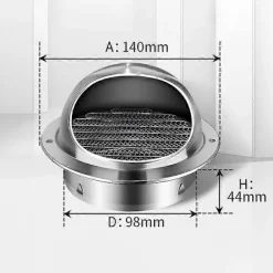 Outlet Ventilationsgaller, torktumlare avgasventil väggventil rostfritt stål runt ventilationsgaller för HVAC-system