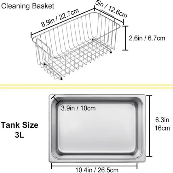Hot VEVOR 3L Professionell ultraljudstvätt - Uppvärmnings ultraljudstvätt med korg