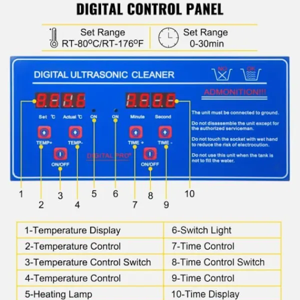 Hot VEVOR 3L Professionell ultraljudstvätt - Uppvärmnings ultraljudstvätt med korg