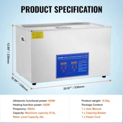 Best OEM VEVOR Ultraljudsrenare, Hög Ultraljudseffekt, Digital Kontroll, Hållbar Rostfritt Stål,100A