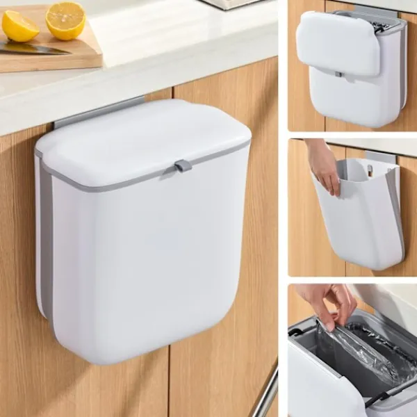 Sale Väggmonterad hopfällbar kökssopkorg hushåll stor kapacitet skåp kök dedikerad hängande