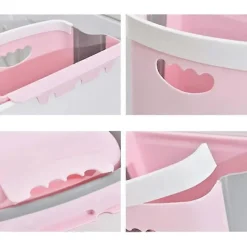 Clearance Väggmonterad köksavfallskorg för skåp, hängande/vikbar, för insamling av grönsaksskal (rosa)