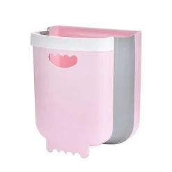 Outlet Väggmonterad köksavfallskorg för skåp, hängande/vikbar, för insamling av grönsaksskal (rosa)