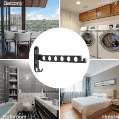 Online Väggmonterad Klädställning, Väggmonterad Hängare Torkställning, 90° Roterande Väggmonterad Fällbar Klädställning, För Balkong, Badrum, Hotell (svart, 1) | Fyndiq