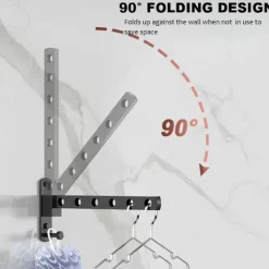 Best Väggmonterad klädtork, väggmonterad klädhängare 90° hopfällbar klädstång