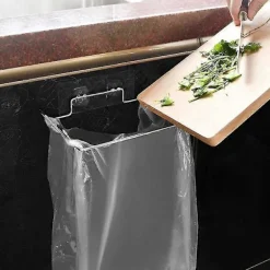 Online Väggmonterad skräppåsehållare utan borrning, rostfritt stål, silverfärg, 18,5*14*4cm