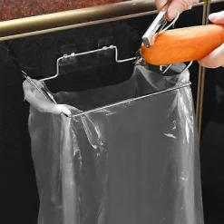 Online Väggmonterad skräppåsehållare utan borrning, rostfritt stål, silverfärg, 18,5*14*4cm