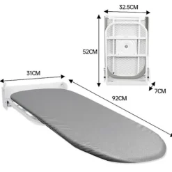 Sale Väggmonterad Strykbräda 180 Graders Rotation Hängande för Vardagsrum Litet Utrymme Vit Grå 92cmx31cm White Gray