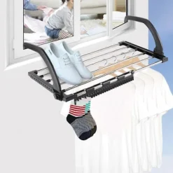 Discount Väggmonterad Torkställning i Rostfritt Stål Svart för Hängning