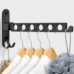 Outlet Väggmonterad torkställning, väggmonterad klädhängare hopfällbar, torkställning för vägg 90° rotation för balkong, badrum, tvättstuga, hotell (svart) | Fyndiq