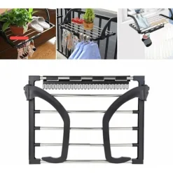 Discount Väggmonterad torkställning i rostfritt stål för element, balkong, svart