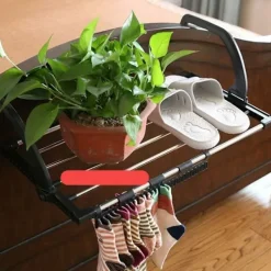 Discount Väggmonterad torkställning i rostfritt stål för element, balkong, svart