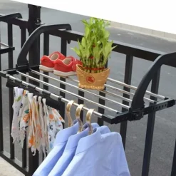 Discount Väggmonterad torkställning i rostfritt stål för element, balkong, svart