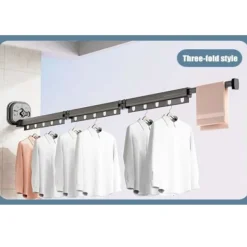 Discount DMstore Väggmonterad Vikbar Torkstäning med Sugkoppar Inomhus Bakong Utan Hå Kykädstång Osynig Teeskopisk Kädtork L