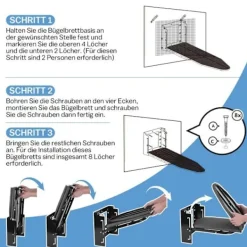 Best Väggmonterat Strykbord 92x31cm Väggmonterat Litet utrymme - HÖJDJUSTERING - för Ångstrykjärn/elektriskt - Svart