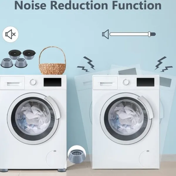 Discount Glad Vibrationsdämpande fötter för tvättmaskin/torktumlare Grå 4-pack