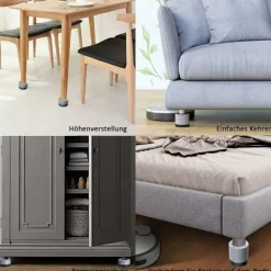 Vibrationsdämpare, set om 4, antivibrationsmattor, vibrationsdämpare för tvättmaskiner och torktumlare, 4 cm (grå, 4 cm)