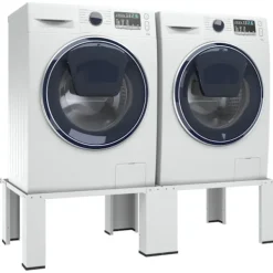 vidaXL Dubbel förhöjningssockel för tvättmaskin och torktumlare Vit