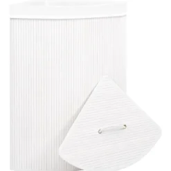 Sale vidaXL Hörntvättkorg Bambu 60 L white Vit