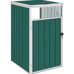vidaXL Skjul till sopkärl 72x81x121 cm stål Grön