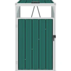 vidaXL Skjul till sopkärl 72x81x121 cm stål Grön