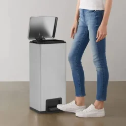 vidaXL Soptunna med pedal anti-fingeravtryck 30L rostfritt stål Silver