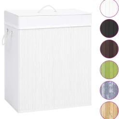 Online vidaXL Tvättkorg bambu med 2 sektioner 100 L Vit