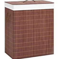 Hot vidaXL Tvättkorg bambu med 2 sektioner 100 L Brun