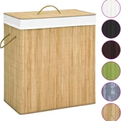 Sale vidaXL Tvättkorg bambu med 2 sektioner 100 L Brun
