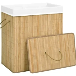 Sale vidaXL Tvättkorg bambu med 2 sektioner 100 L Brun