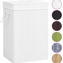 Hot vidaXL Tvättkorg bambu med 2 sektioner 72 L Vit
