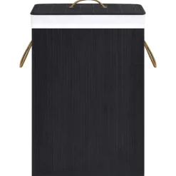 Clearance vidaXL Tvättkorg bambu med 2 sektioner 72 L Svart