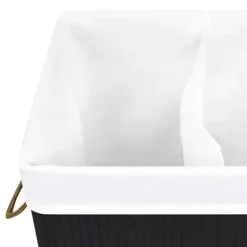 Clearance vidaXL Tvättkorg bambu med 2 sektioner 72 L Svart