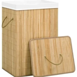 Discount vidaXL Tvättkorg bambu med 2 sektioner 72 L Brun