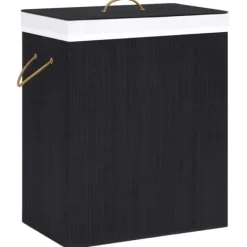Clearance vidaXL Tvättkorg bambu med 1 sektion 83 L Svart