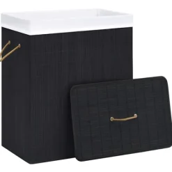 Clearance vidaXL Tvättkorg bambu med 1 sektion 83 L Svart