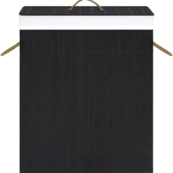 Clearance vidaXL Tvättkorg bambu med 1 sektion 83 L Svart
